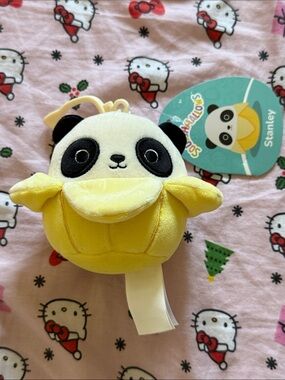 Squishmallow Stanley Yellow Panda Plush Clip-On Toy for Kids